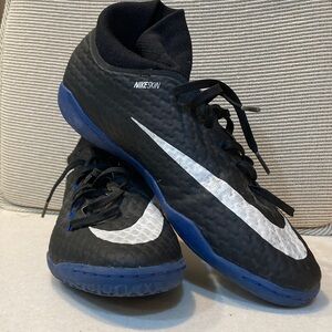 Nike Black and Blue Indoor Soccer Shoes